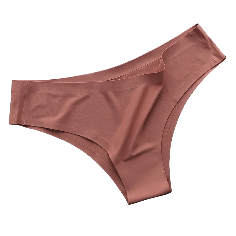 4PCS/Set Seamless Brazilian Panties Women's Sexy Lingerie Cool Ice Silk Low Waist Briefs Soft Solid Ultra-thin Bikini Underwear