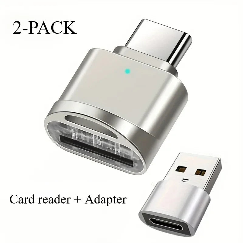 2-Pack USB C TF Card Readers and USB C to USB A Adapter, Type C TF Memory Card Reader USB OTG Card Readers for iphone16 15 Galax