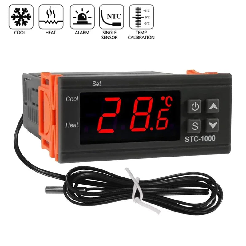 STC-1000 Digital LED Temperature Controller Heating Cooling Centigrade Thermostat 2 Relays Output with NTC Sensor Probe 12v 24v - Shoppiline