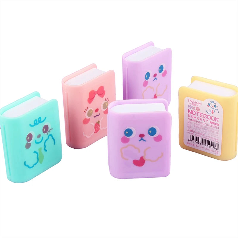 Kawaii Mini Portable Cute Pencil Sharpener Mini Sketch Pencil Eraser Set Cute Cartoon Multifunctional Stationery Study Supplies