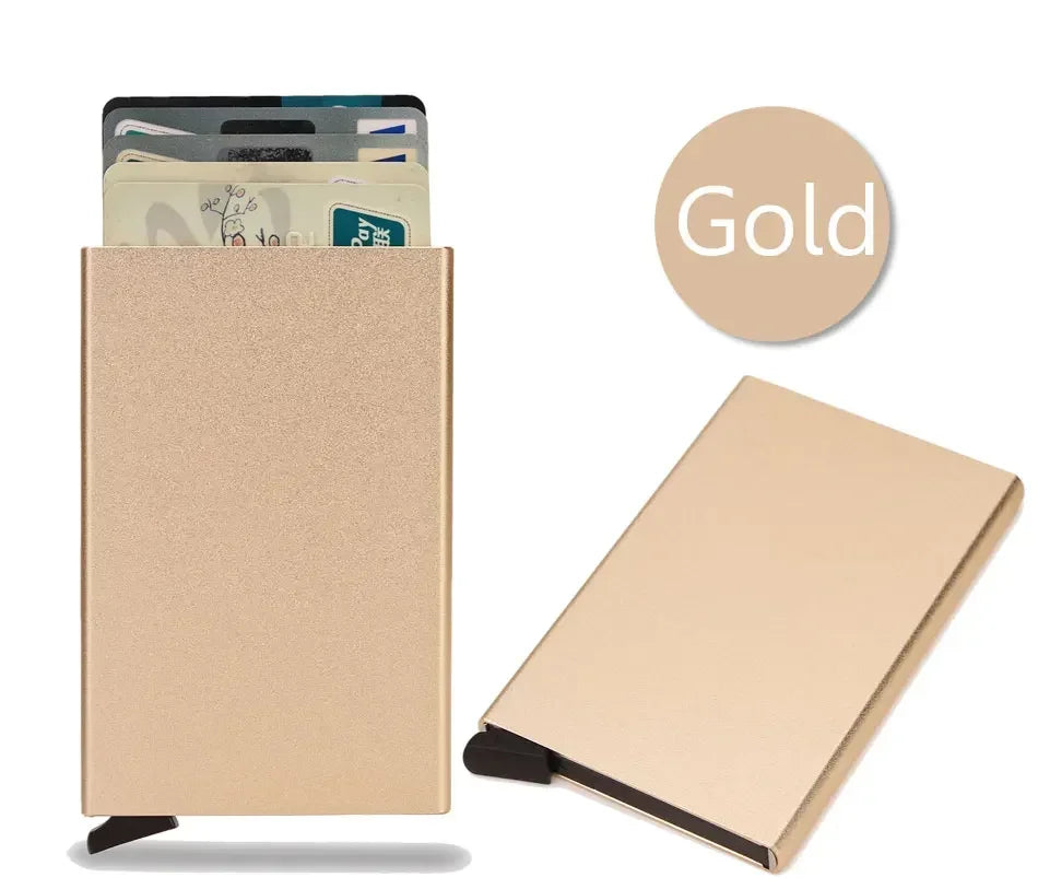Small and Practical Pop Up Minimalist Smart Wallet Thin Slim RFID Credit Card Holder for Men Women Metal Purse Mini Wallets