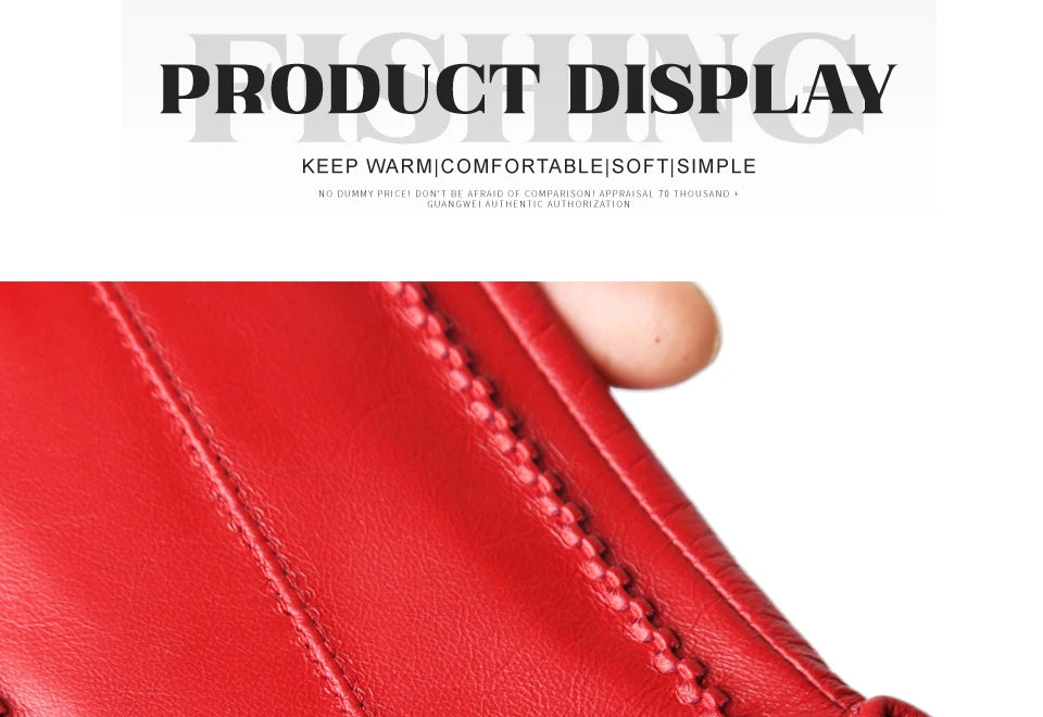 Women's sheepskin gloves winter warm plus velvet short thin touch screen driving color women's leather gloves good quality -2226