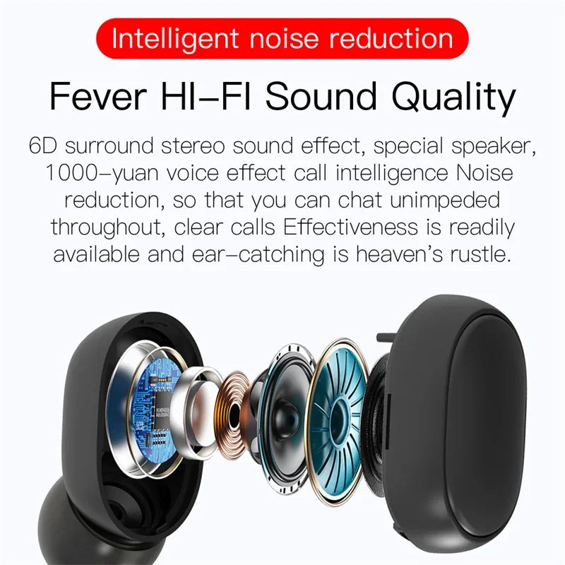 Digital Display Bluetooth Earphones with Mic TWS E6S Wireless Bluetooth Headset Noise Cancelling Headset for Xiaomi Huawei Oppo