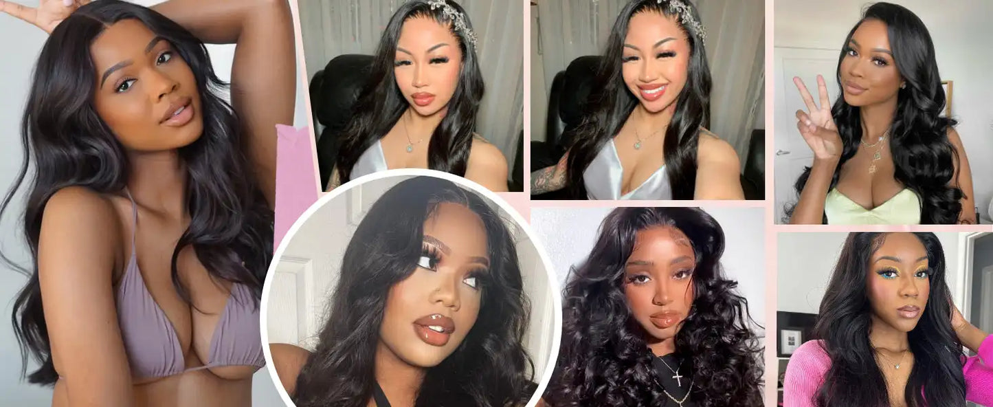 Transparent Lace Front Wig Pre Plucked Natural Black Malaysian Human Hair Wigs 180% Density Lace Frontal Wig Bleached Knots