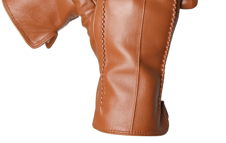 Women's sheepskin gloves winter warm plus velvet short thin touch screen driving color women's leather gloves good quality -2226