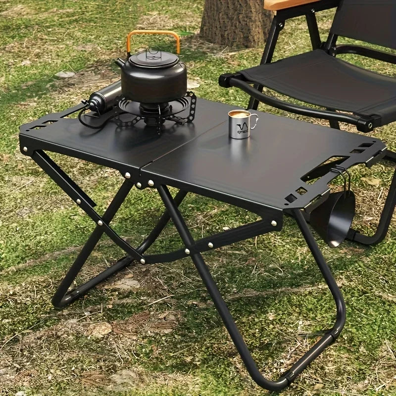 Portable Folding Camping Table,Stainless Steel Outdoor Dining Table,Compact Design for Camping,Beach, BBQ,and Hiking (Foldable)