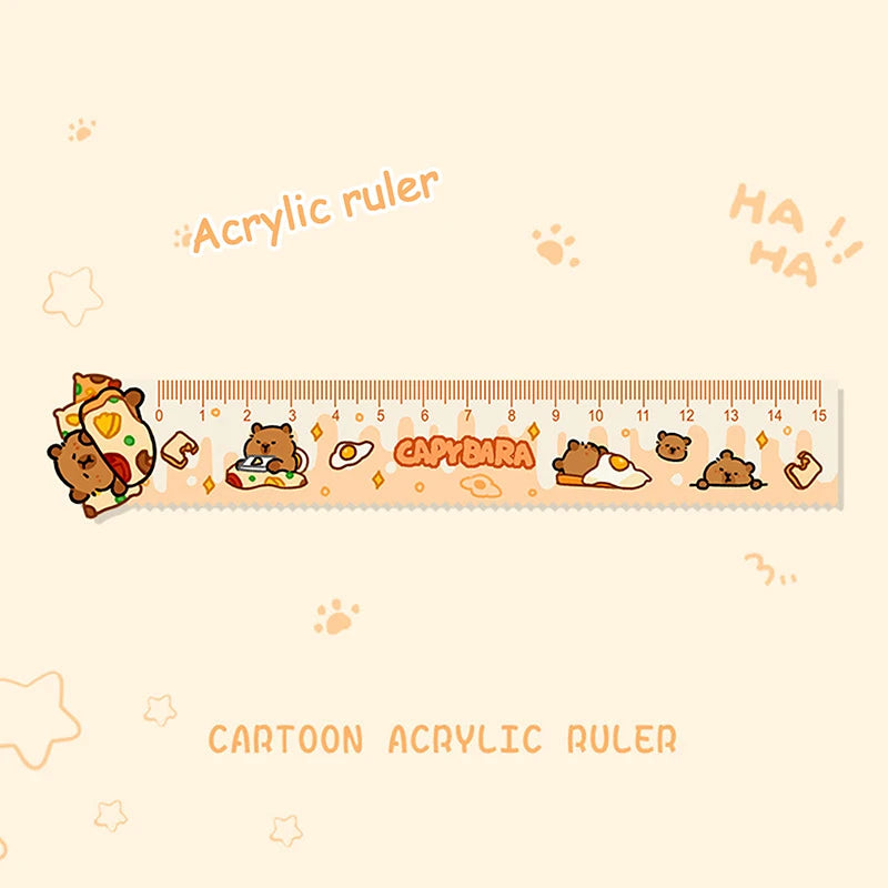 15cm Capybara Ruler Wavy Lines Drawing Tools Acrylic Cute Cartoon Straight Ruler Stationery School Office Supplies