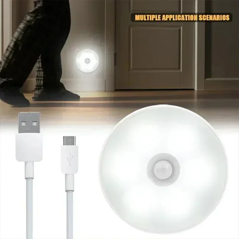 Motion Sensor Light USB Rechargeable Night Light LED Lamp for Kitchen Bedroom Stairs Hallway Cabinet Closet Wardrobe Nightlight