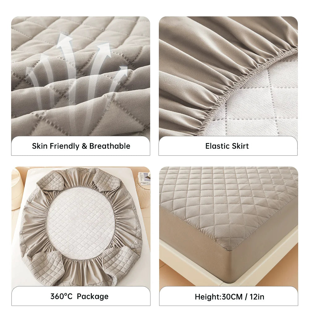 1pc 3D Air Fabric Thick Mattress Cover, 100% Waterproof Mattress Protector, Soft and Breathable Fitted Bed Sheet (No Pillowcase) - Shoppiline