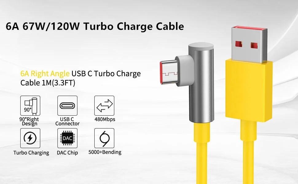 120W Type C Cable 90 Degree Elbow For Xiaomi 12 13 14 15 17 Redmi Note 13 14 15 POCO F7 F8 X5 X6 X7 Pro Quick Charging USB Cable