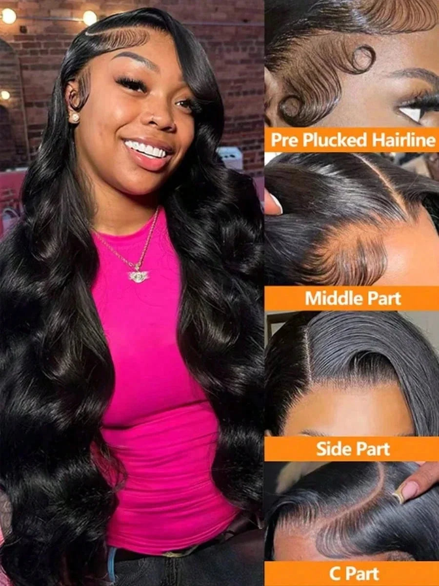 40 42Inch Raw Peruvian Body Wave 250% Density  Wigs Human Hair  13x4 HD Lace Front Wigs Human Hair For Women Natural Black