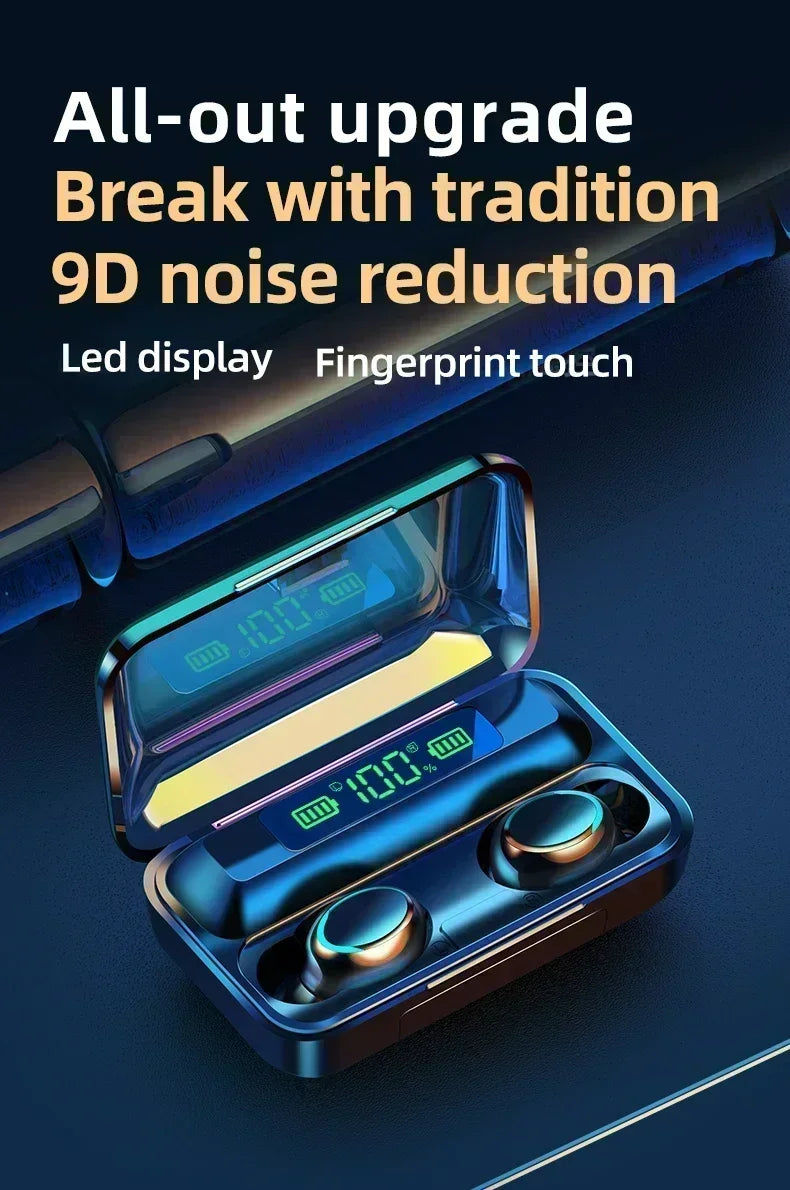 New TWS Bluetooth Headphones 9D Stereo High Bass Sport Earphones Handfree Touch Control Tws Wireless Earbuds Waterproof Headset