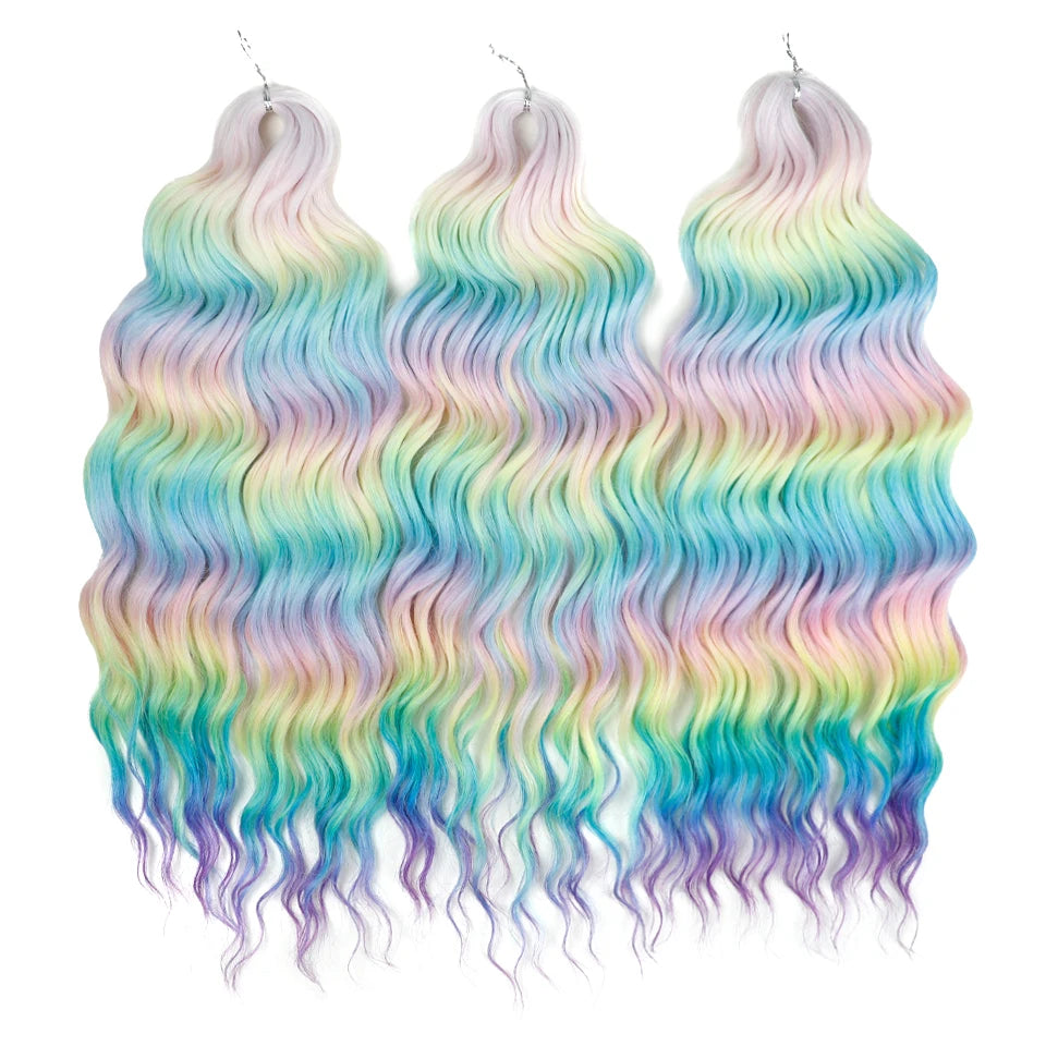 Anna Hair Extensions synthétiques de tresses Loose Deep Wave 24 pouces, cheveux tressés ondulés, cheveux bouclés torsadés au crochet Ombré Blond
