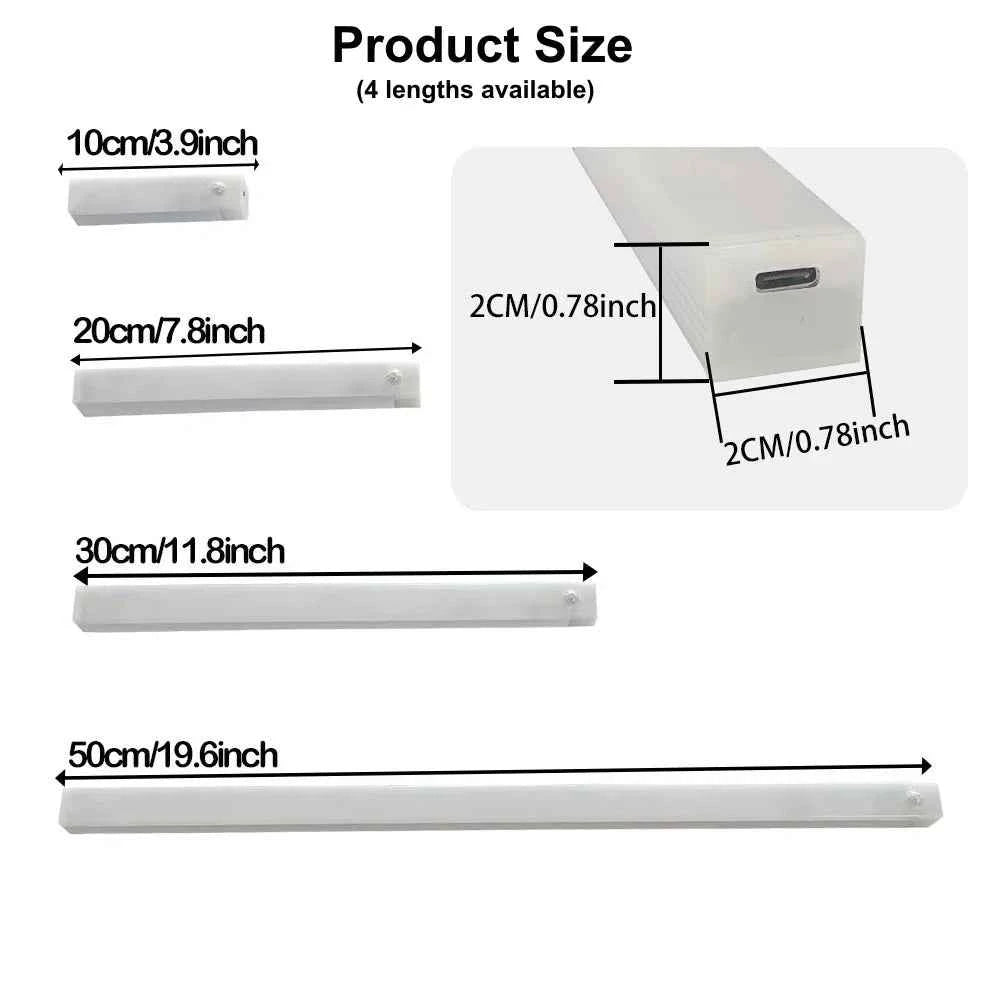 HOMEFISH Cabinet Light USB Rechargeable Motion Sensor LED Bar Light Induction Night Light Portable for Kitchen