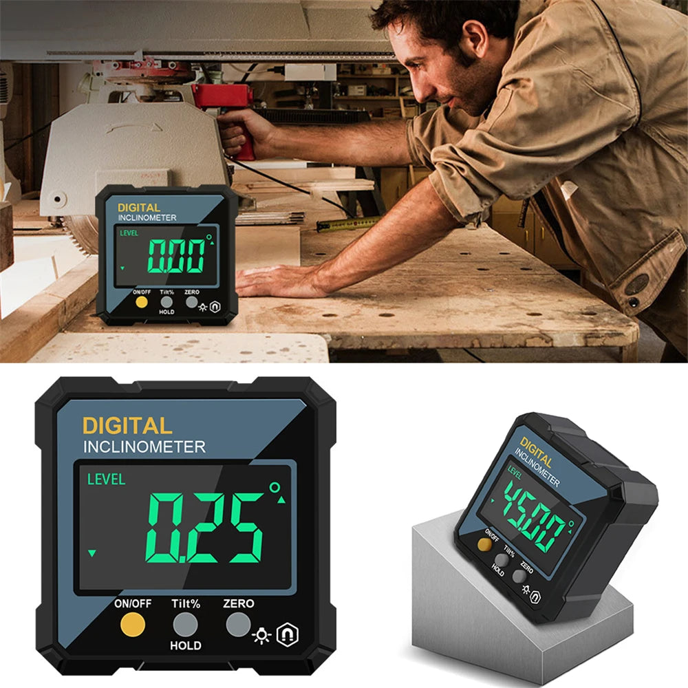 Woodworking Tools 4-sided Magnetic Dual Laser Inclinometer Digital Angle Measuring Instrument with Tilt Measurement Laser Level - Shoppiline