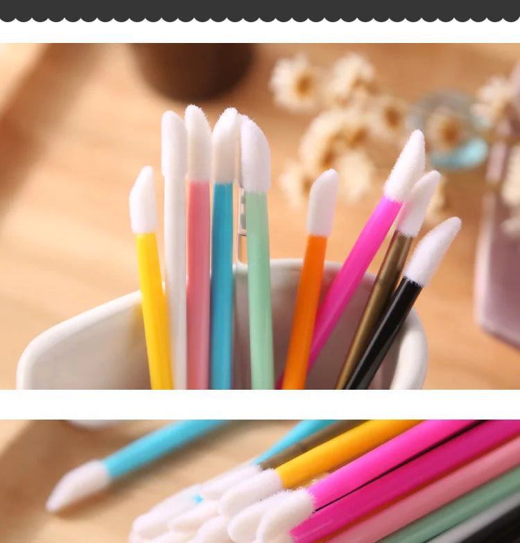50 Pcs Disposable Cosmetic Lip Brush Makeup Lipstick Mascara Wands Applicators Eyelash Cleaner Lip Gloss Make Up Brushes Tools