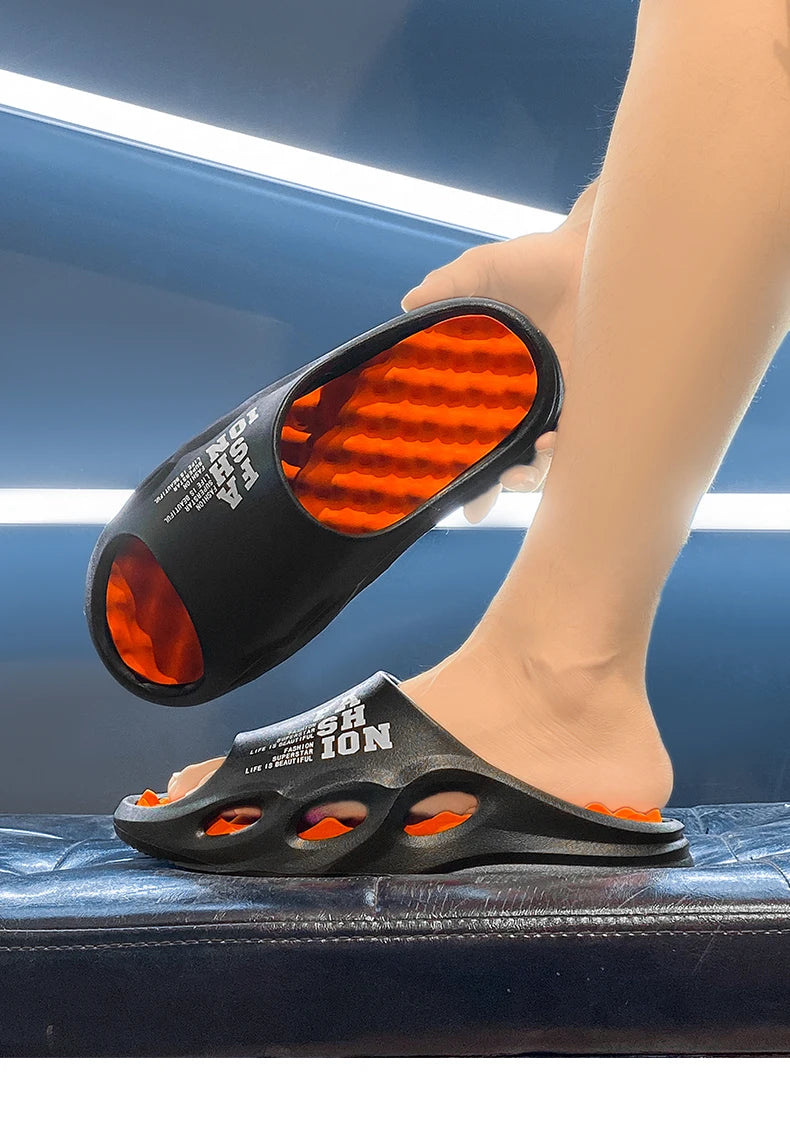Men Fashion Massage Slippers Indoor/Outdoor Sandals Beach Flip Flop Thick Sole Male Slides Summer Non-Slip Men Shower Slippers - Shoppiline