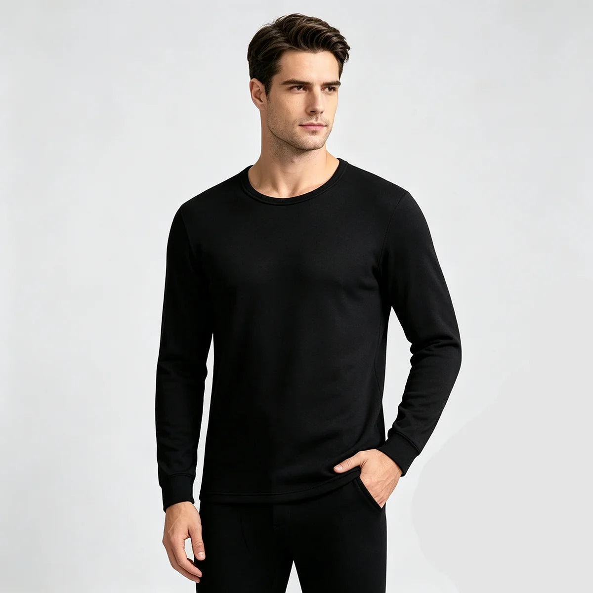 1Pcs Men Thickening Velvet Warm Tops Men's Winter Long-sleeved Thermal Underwer Male Round Neck Fashion T-shirt M-5XL
