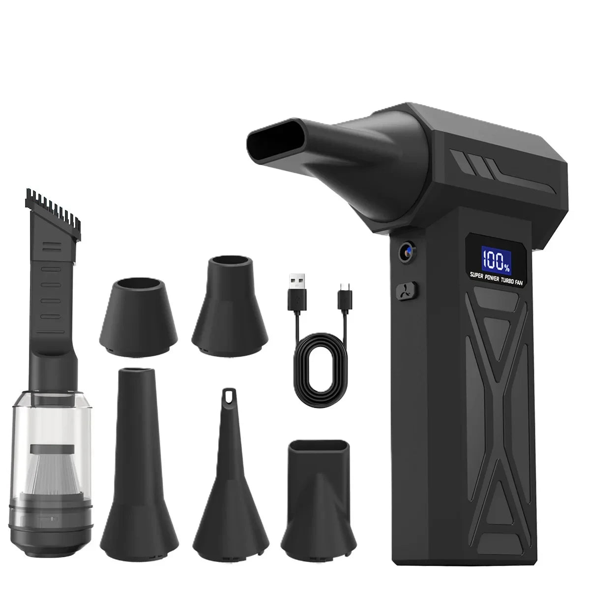 Powerful Air Blower 110000Rpm 4 Gear Adjustable Turbo Jet Blower With Led Light Battery Display Cordless Compressed Air Duster - Shoppiline