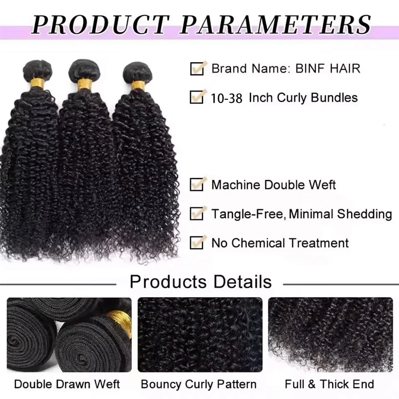 12A 10-38 Inch Natural Color Jerry Curly Human Hair Bundles And Weaves Unprocessed Brazilian Human Hair Weave Bundles 1/3/4PCS Raw Hair Bundles Weave Extensions Hair Extensions Materials For Women Natural Black Soft And Silky