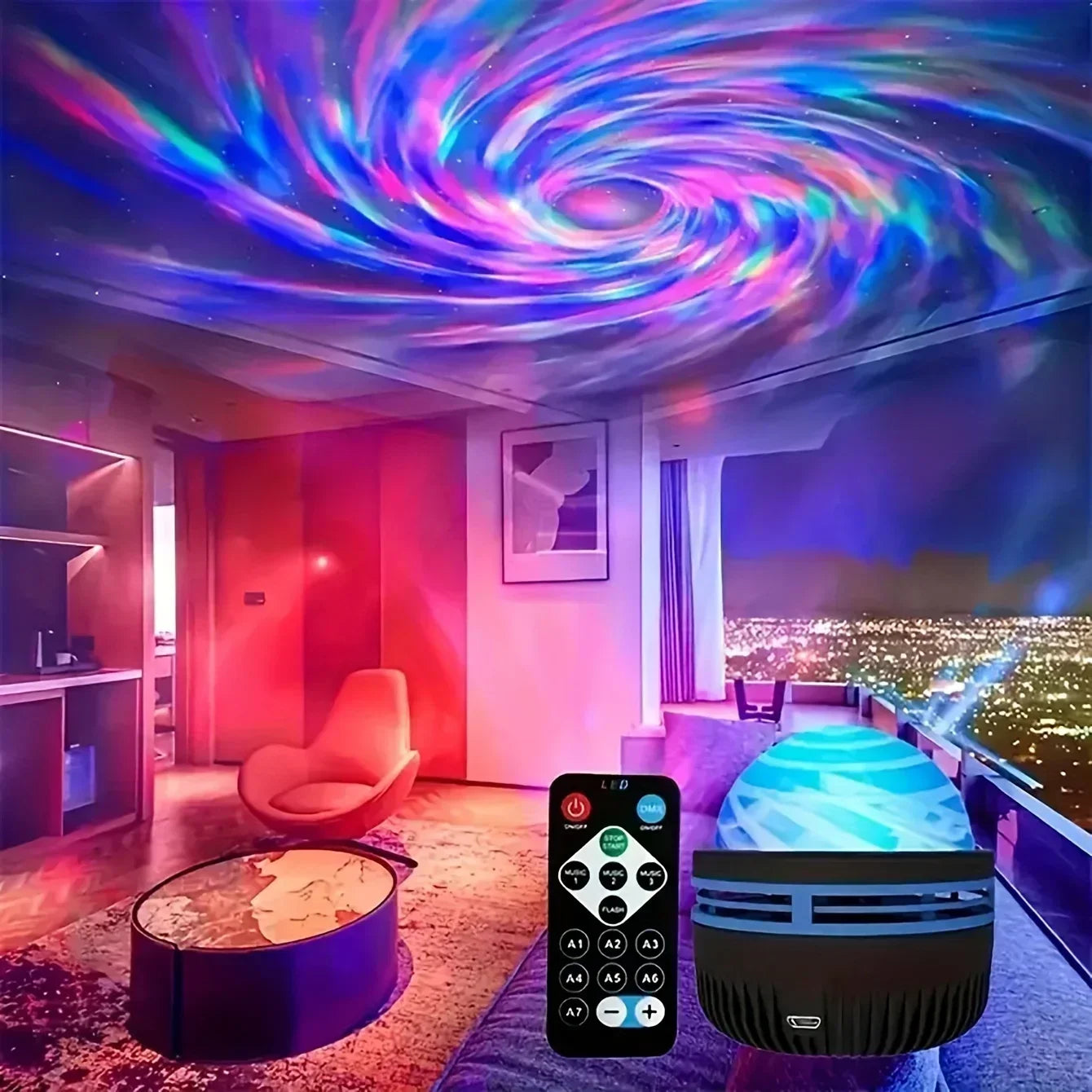 Galaxy Projector RGB Star Projector USB Powered Remote Control Night Light Lamp for Birthday Gifts Holiday Party Room Decoration