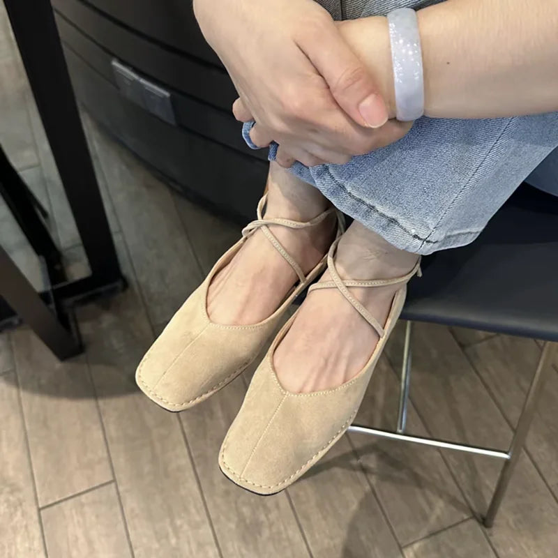 Bailamos 2024 Frühling Neue Marke Damen Flats Runde Zehen Kniehohe Slipper Damen Casual Ballettschuhe Weiches Leder Elegante Anzugschuhe