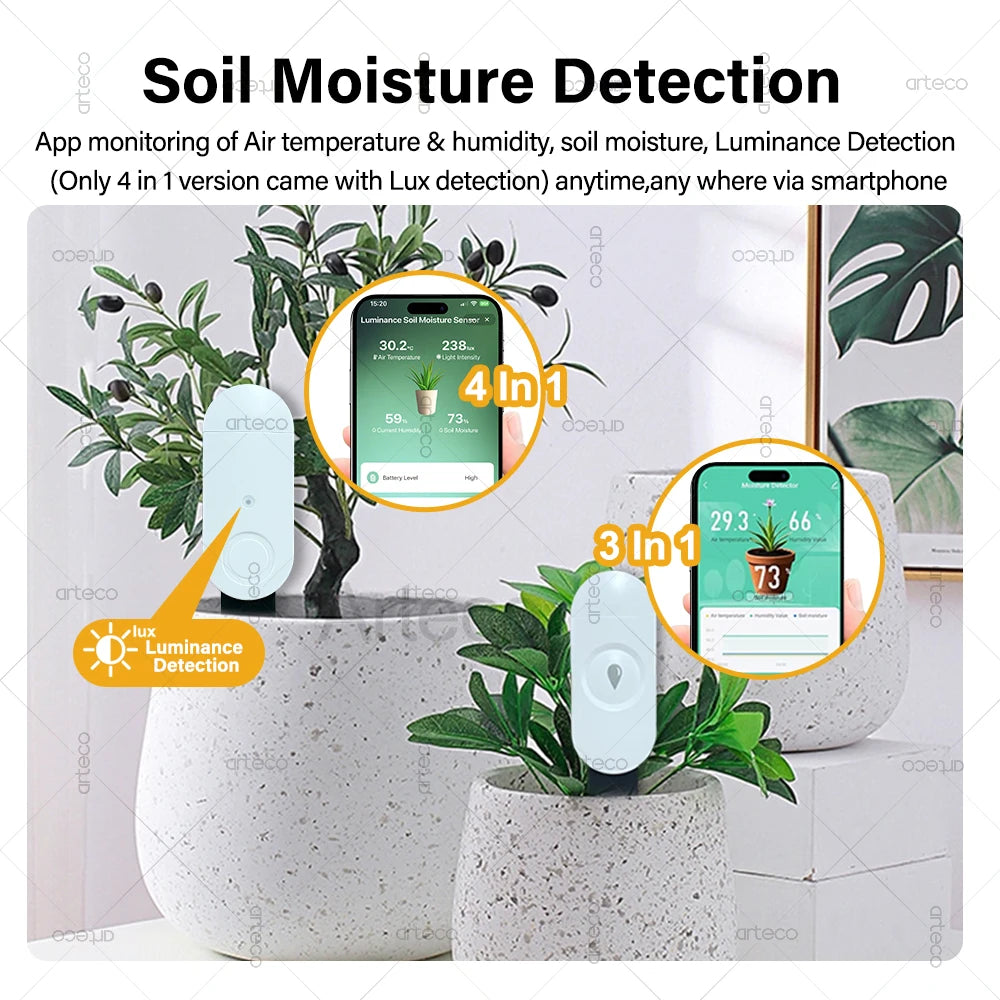 Zigbee Soil Moisture Sensor Temperature Humidity Luminance Detection Smart Soil Tester Moisture Sensor For Tuya APP Zigbee2MQTT