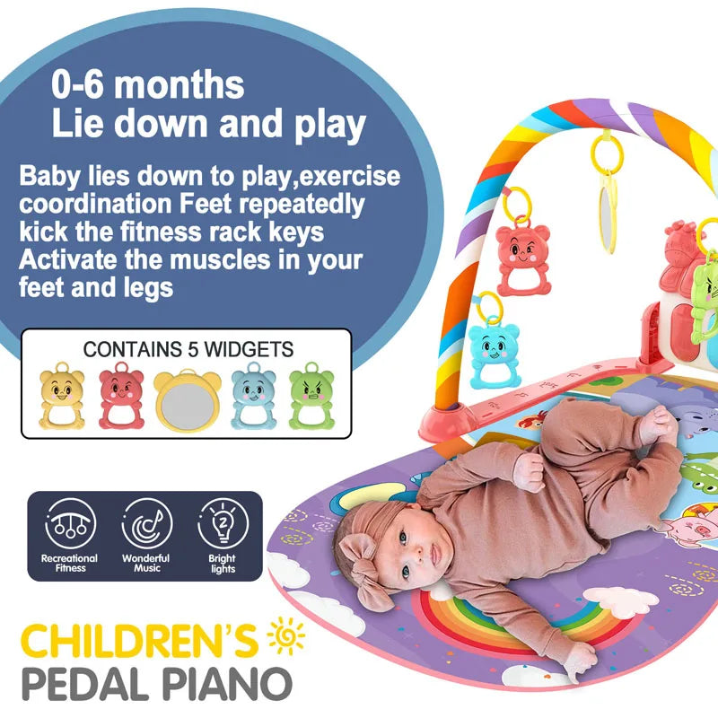Baby Musik Spieldecke Krabbeldecke Neugeborenen Teppich Pedal Klaviertastatur Baby Fitness Rack Spielmatte Krabbelspielkissen Spielzeug Geschenk
