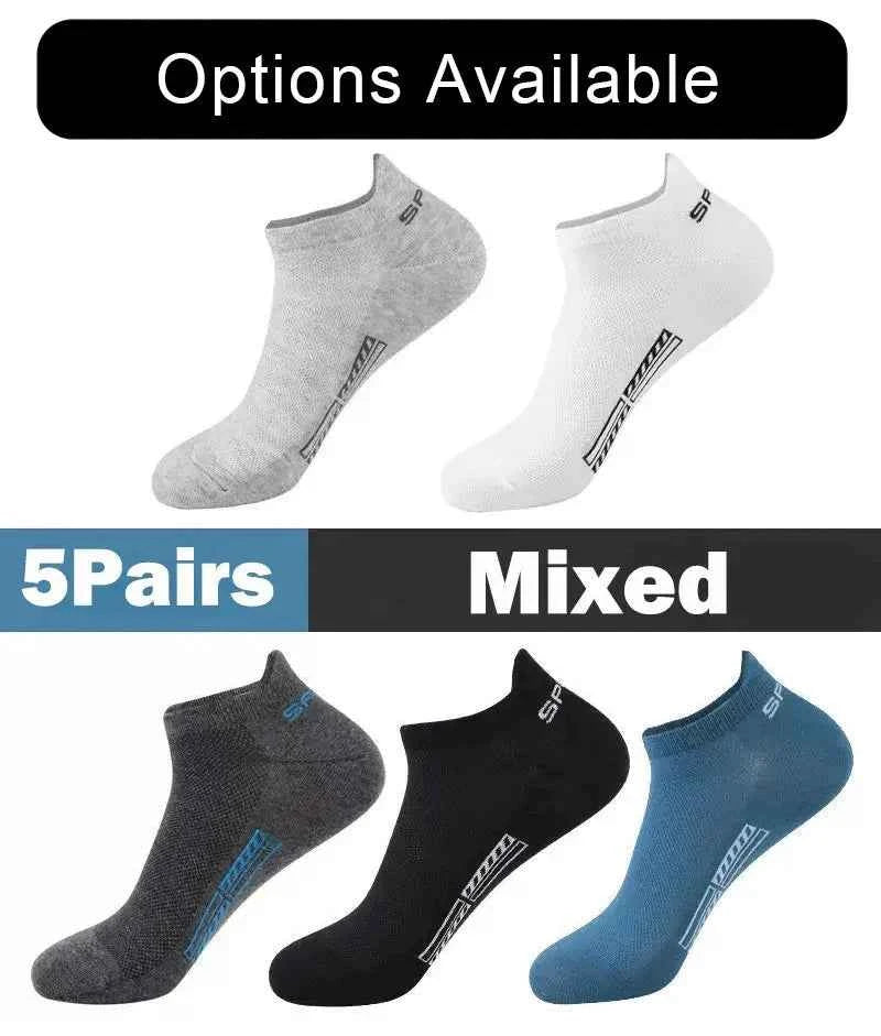 5/10/20 Pairs Men Solid Color Shallow Mouth Socks Spring Summer Mesh Breathable Odor Proof Sweat Absorbing Casual Boat Socks