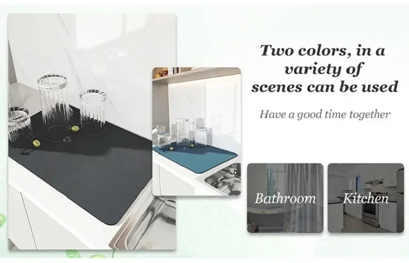 Coffee Machine Mat Kitchen Drain Mat Utensil Drying Mat Quick Drying Diatomaceous Earth Absorbent Placemat