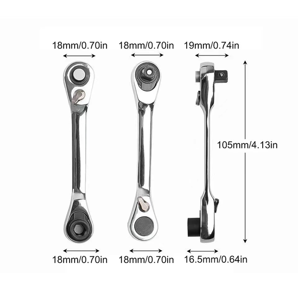 Mini Treble 1/4 Ratchet Wrench Double Ended Ouick Socket Screwdriver Hex Torque Wrenches Set 2-in-1 Spanner Hand Repair Tools - Shoppiline
