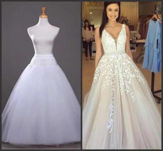 White 4-layers No Hoop Petticoat Wedding Dress Crinoline Bridal Ball Gown Underskirt Ladies Lined Skirt Party Dress Role-playing