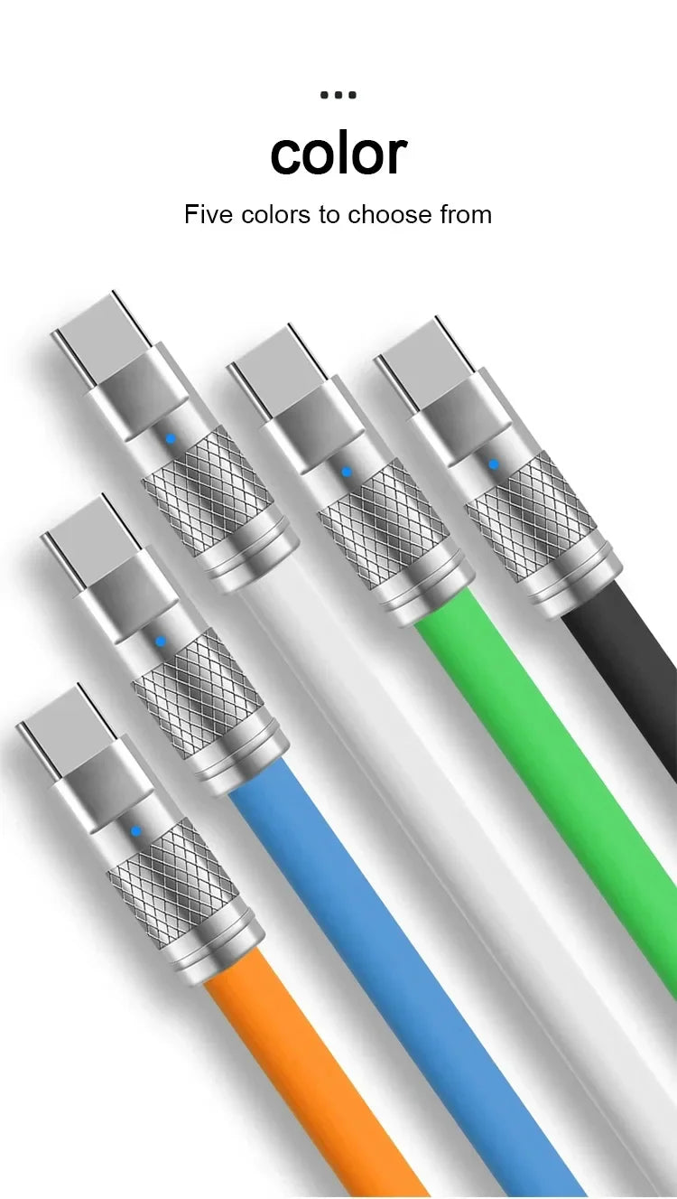 120W 6A Cable  Super Fast Charge PD Type C Liquid Silicone Cable 1M 1.5M 2M Cable C To C Quick Charger Cable for Xiaomi iPhone