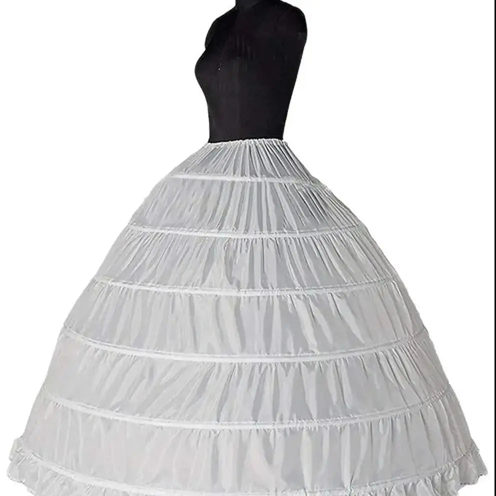 2025 New 6 Hoop Crinoline Black White Long Wedding Petticoat Ball Gown Dress Underskirt Skirt Half Slips Wedding Accessories