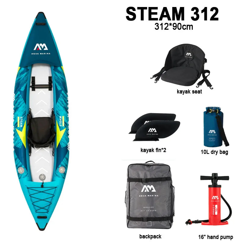 AQUA MARINA STEAM inflatable Kayak Boat 10'3"/13'6"  Drifting Inflatable Paddle Board Canoeing 1 2 Person Raft Rubber Boat PVC