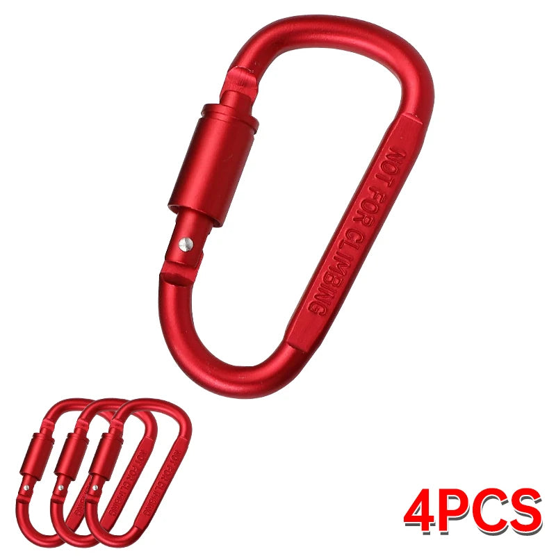 1-6PCS D-Shaped Carabiner Clips Heavy Duty Aluminum Alloy Quick Links for Backpack Keychain Outdoor Camping EDC Gear Accessories
