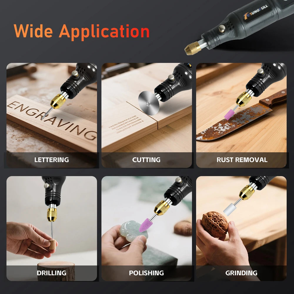 Mini Electric Drill USB Wireless Mini Handheld Drill Rotary Tool Woodworking Engraving Pen Dremel Tools for Jewelry Metal Glass - Shoppiline