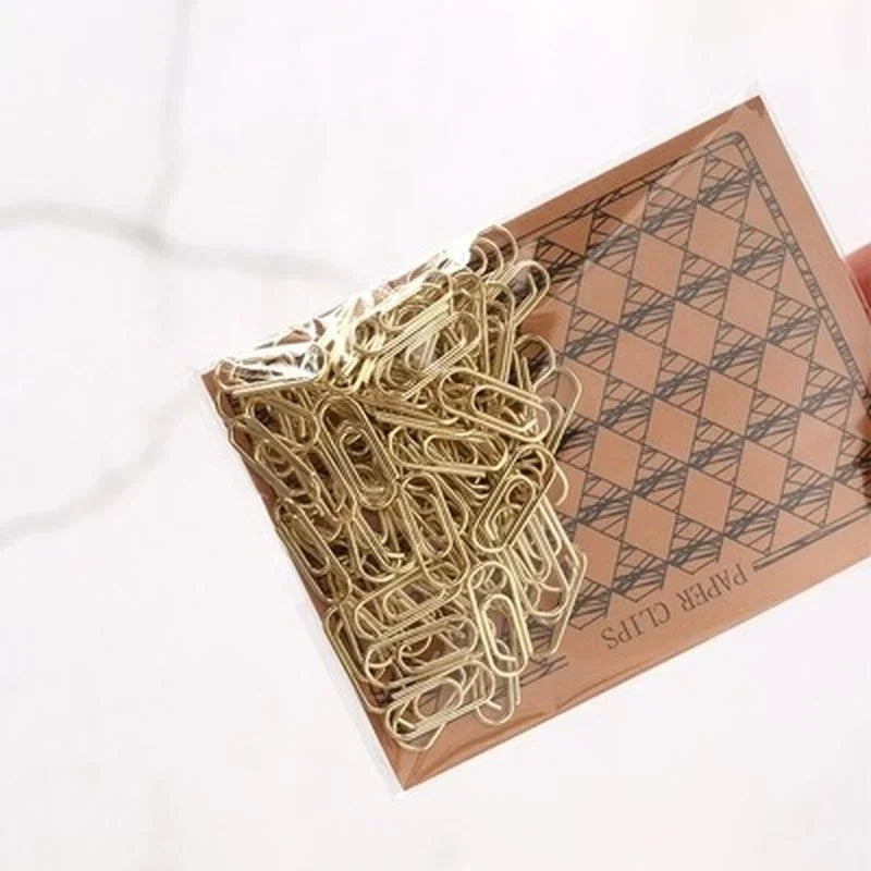 50pcs /bag Mini Heart Gold Rose  Color Clip Bookmark Binder  Office Accessories Paper s Patchwork