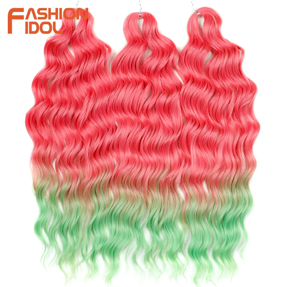 Anna Hair Extensions synthétiques de tresses Loose Deep Wave 24 pouces, cheveux tressés ondulés, cheveux bouclés torsadés au crochet Ombré Blond