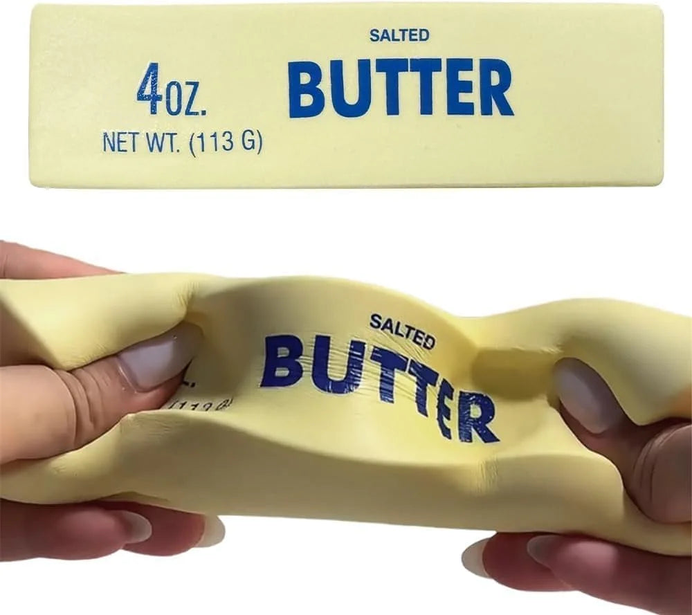 Slow Rebound Realistic Butter Stick Squeeze Stress Balls 2026 New Upgraded Wet Slow Rebound Soft Fidget Toys Cute Simulation Butter Shape Decompression Toy Effective Anxiety Relief Portable Pocket Play Toy Perfect Party Favor