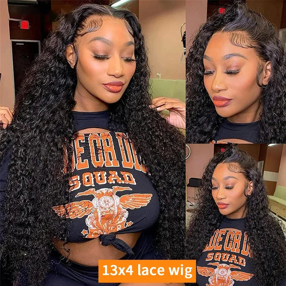 13x6 HD Lace Loose Deep Wave Frontal Perücken 42 Zoll Deep Curly Lace Front Echthaarperücken Vorgezupfte Klebefreie Perücke Echthaar