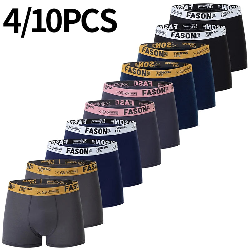 Ensemble de 4/10 boxers pour hommes, décontractés et à la mode, shorts de sport élastiques pour jeunes grandes tailles et cyclistes.