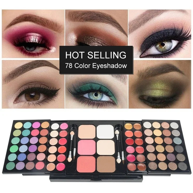 Palette de fards à paupières pailletés 40/74/78 couleurs Mat Imperméable Longue Tenue Poudre Compacte Trousse de Maquillage Outils de Maquillage pour Femmes