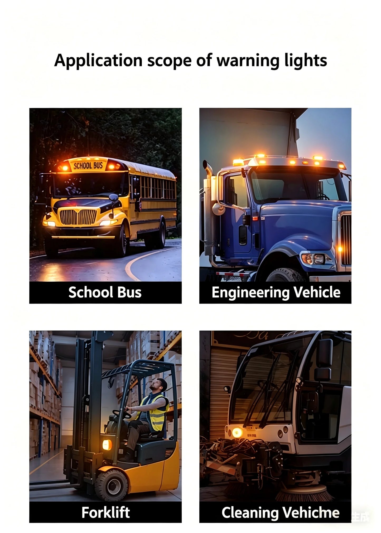 Waterproof LED Warning Beacon, Magnetic Emergency Strobe Light for Forklift, Truck, School Bus, Construction Vehicle, Roadside B