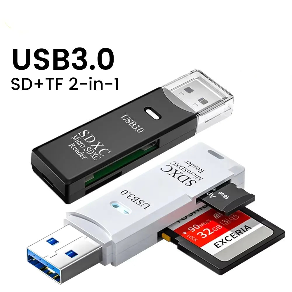 NNBILI 1-2pcs Card Reader USB3.0/2.0 To SD TF Memory Adapter High Speed TF Memory 2 IN 1 Card Reader For PC Laptop Accessories