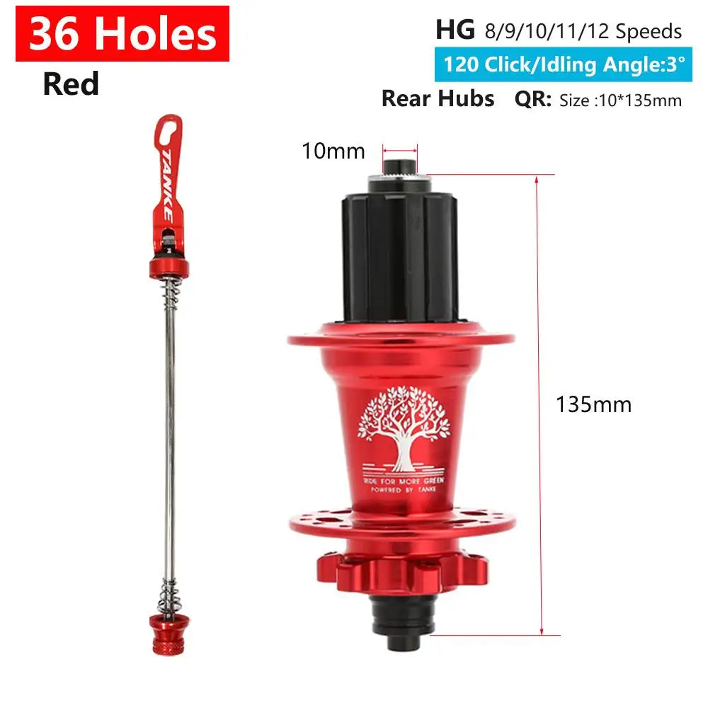 TANKE 120 Click Hub 6 Bearing MTB Mountain Bike Front Rear Thru HG 28 32 36 Holes Disc Brake Bicycle Hubs 8 9 10 11 12 Speed