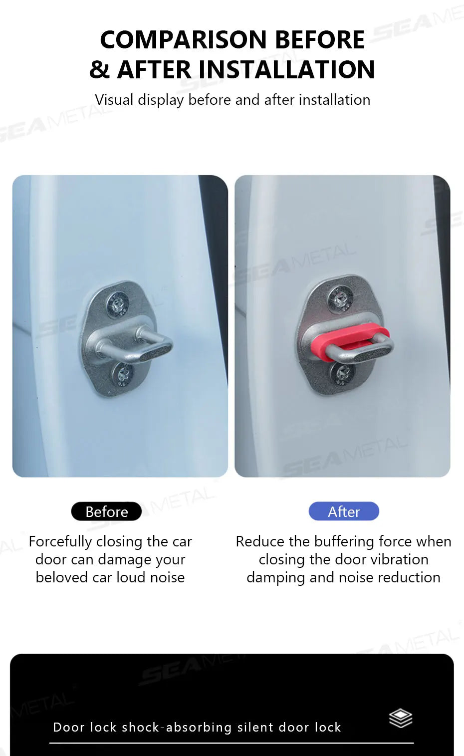 SEAMETAL Car Door Shock Absorber Universal Car Door Buckle Soundproof Deadener Damper Cushion Anti-Vibration Buffer Pad