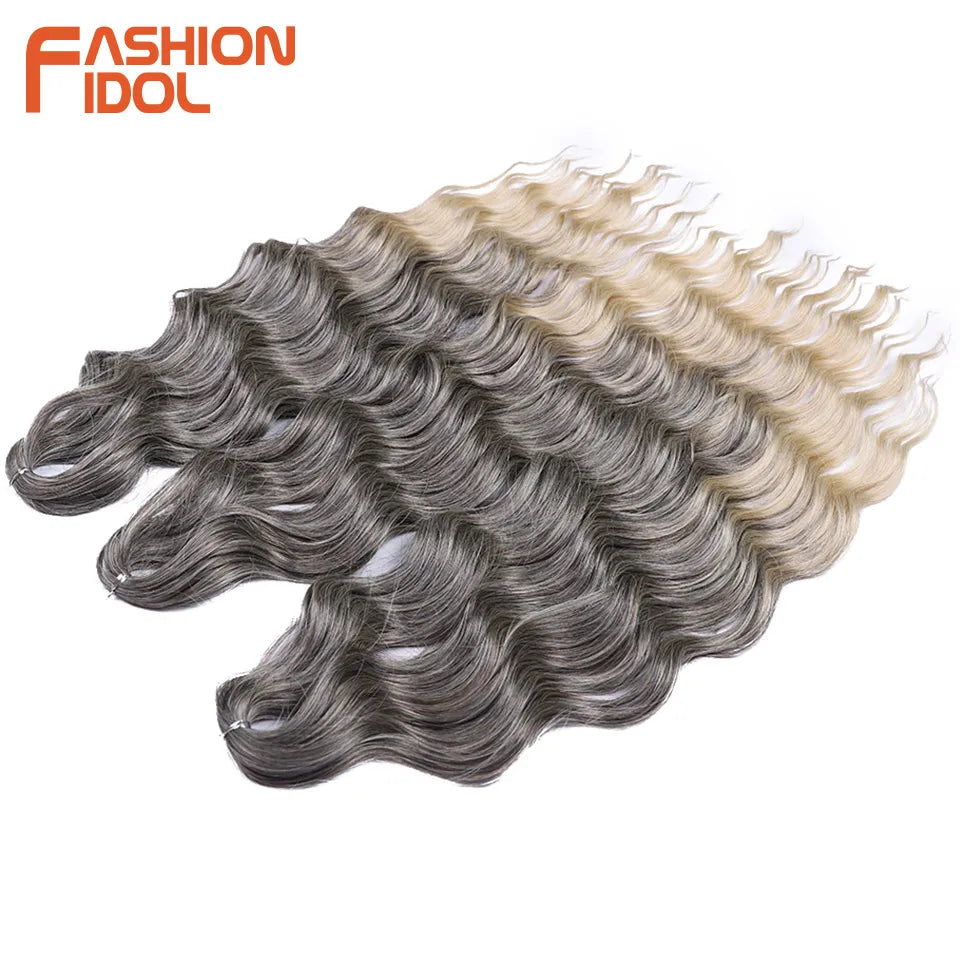 Anna Hair Extensions synthétiques de tresses Loose Deep Wave 24 pouces, cheveux tressés ondulés, cheveux bouclés torsadés au crochet Ombré Blond