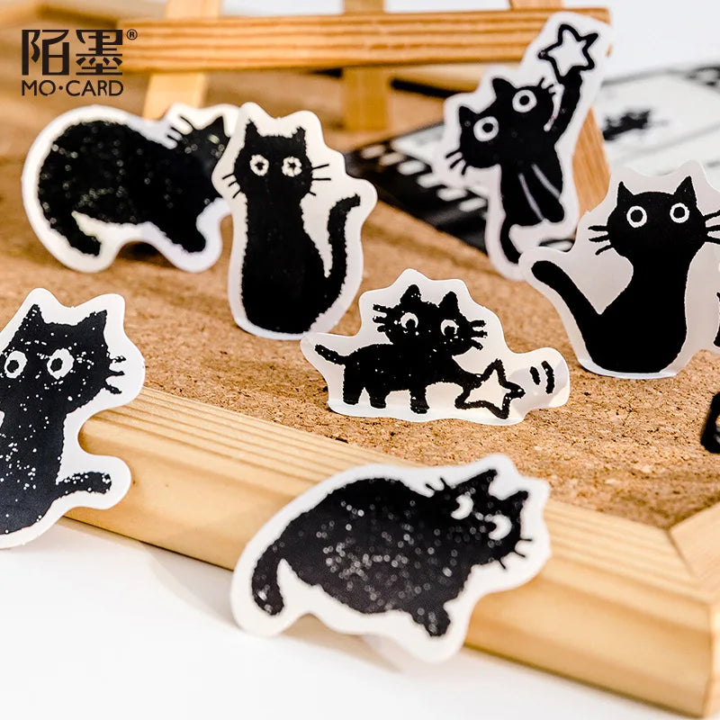 45 autocollants / boîte Autocollants pour carnet Chaton en boîte Dessin animé mignon Autocollants décoratifs pour album photo Manuel de croissance DIY