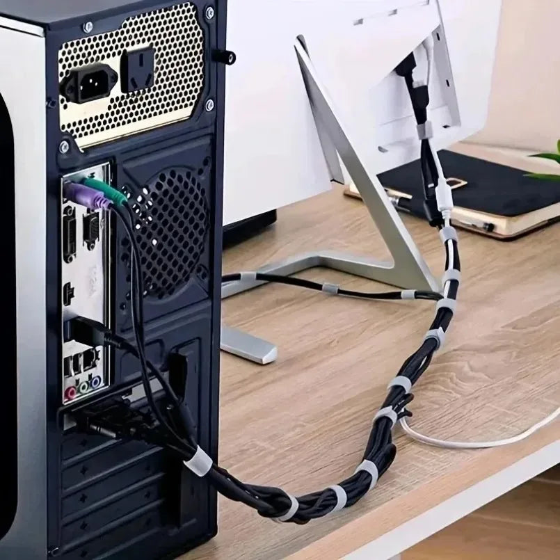 Cable Organizer for Cable Management: 1/5M Wire Winder Tape for Earphones, Mouse Cords, and Device Cables (iPhone, Xiaomi, Samsu